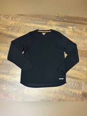 Omni Wool Black Wool Blend Crew Neck Long Sleeve Base Layer Shirt Mens Large